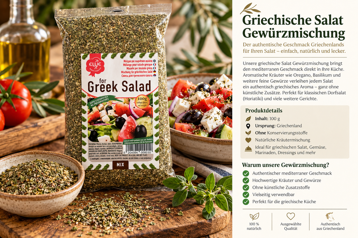 🇬🇷 Griechische Salat Gewürzmischung 100 g – Original Greek Salad Gewürz aus Griechenland | Grüne Delikatessen