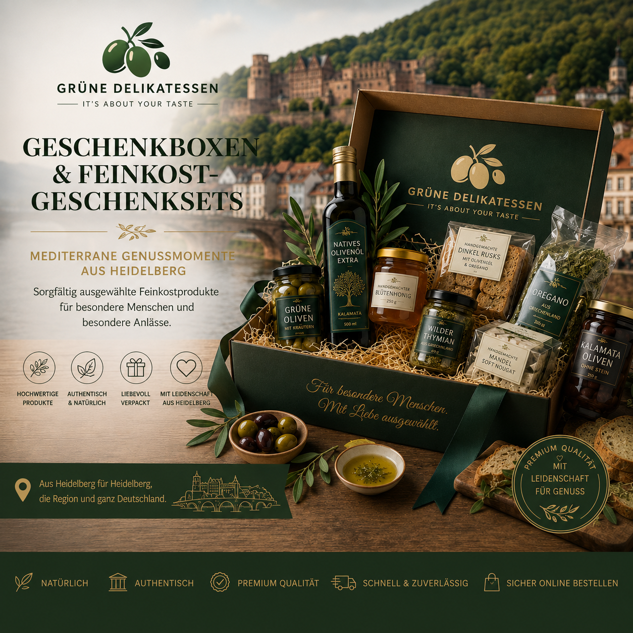 Unsere Genussboxen – Mediterrane Geschenkideen von Grüne Delikatessen