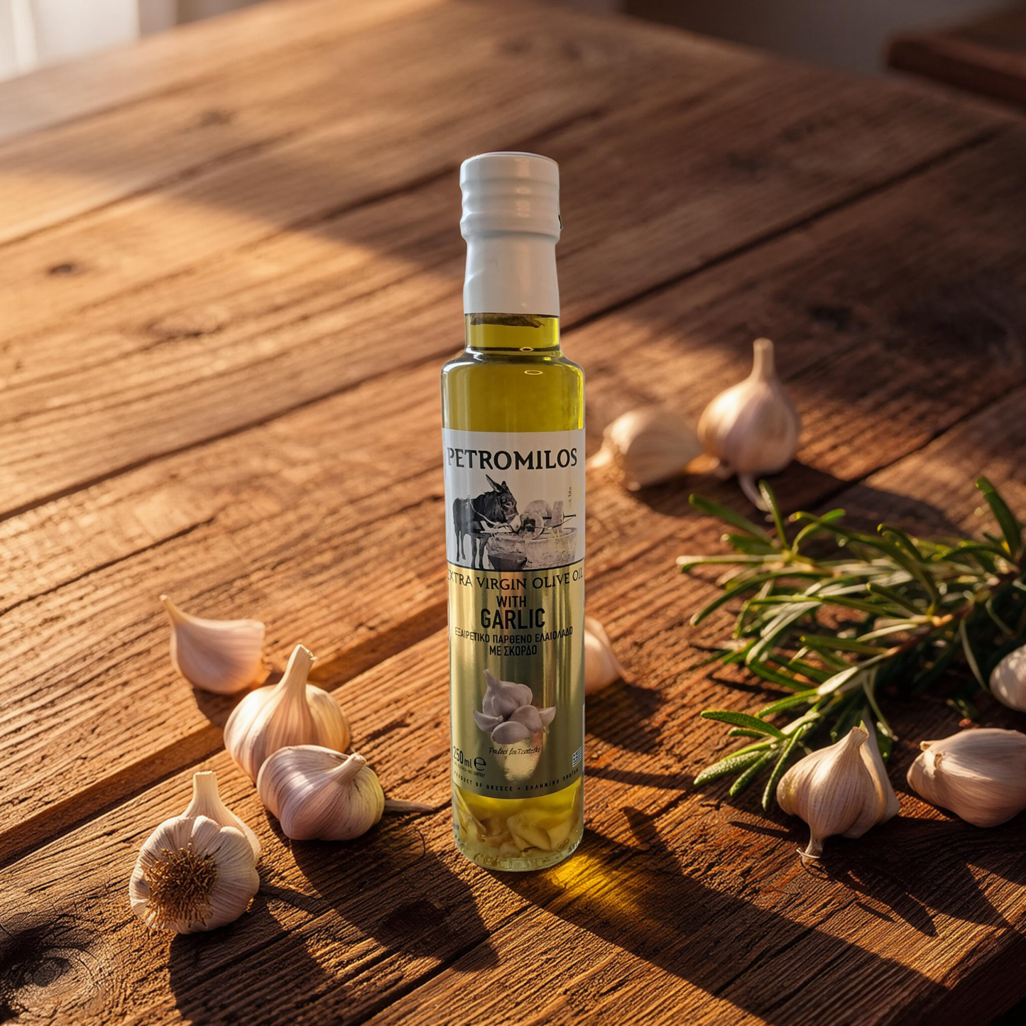 🧄 Petromilos Natives Olivenöl Extra – Mit Knoblauch 250ml