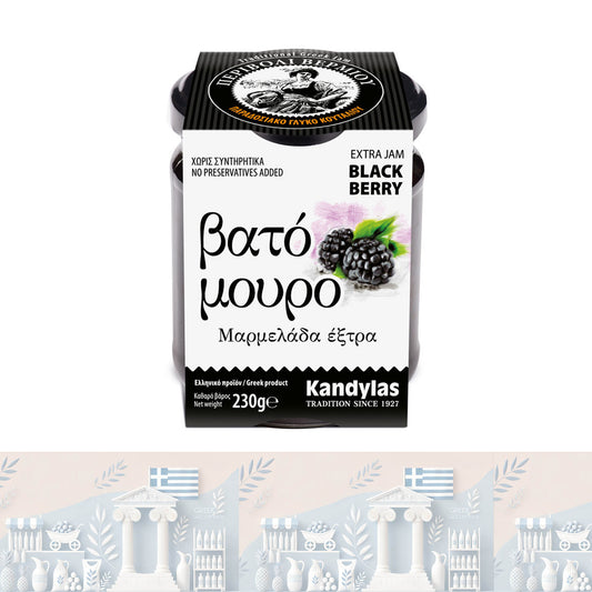 Griechische Brombeermarmelade – 100% Naturrein, 230gr "Kandylas"