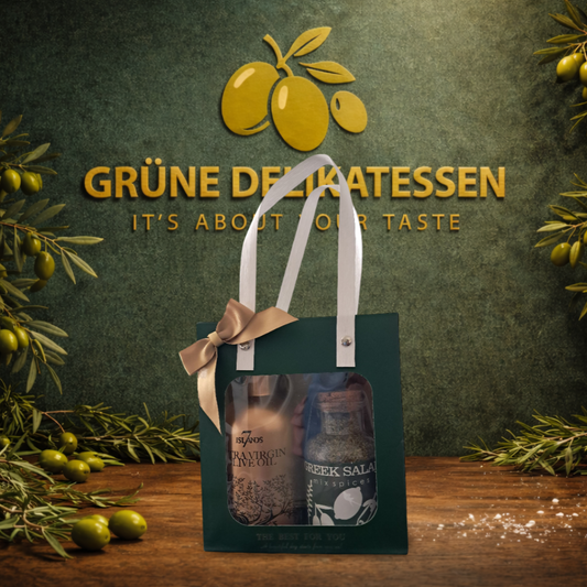 Mediterrane Starter Box I – Premium Olivenöl, Grüne Oliven & Griechische Gewürze | Grüne Delikatessen