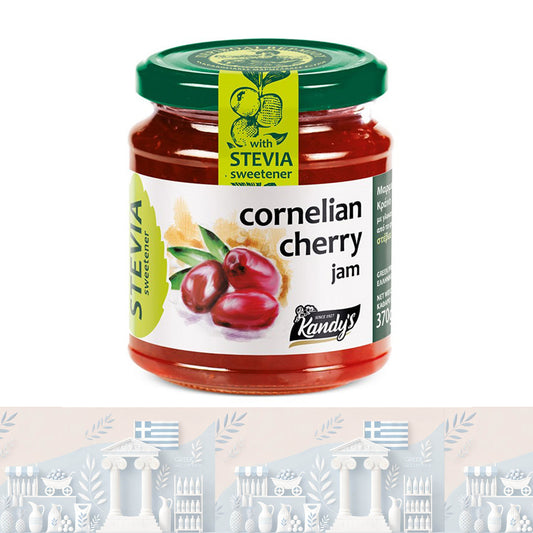 Griechische Kornelkirschen-Marmelade mit Stevia – 100% Naturrein, 370gr "Kandylas"