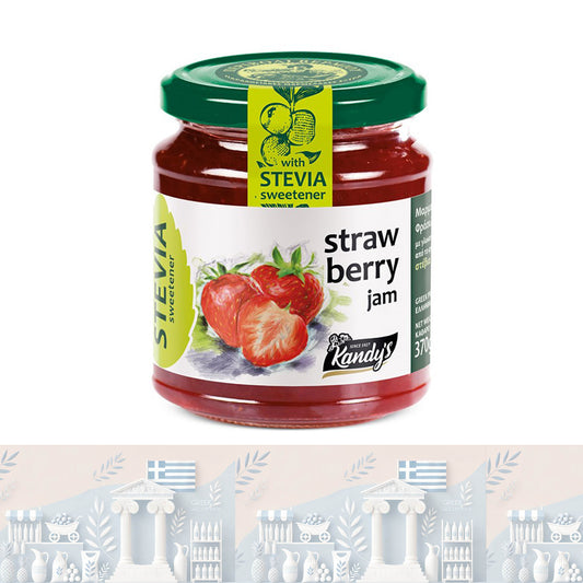 Griechische Erdbeermarmelade mit Stevia, 100% natürlich, 370gr "Kandylas"