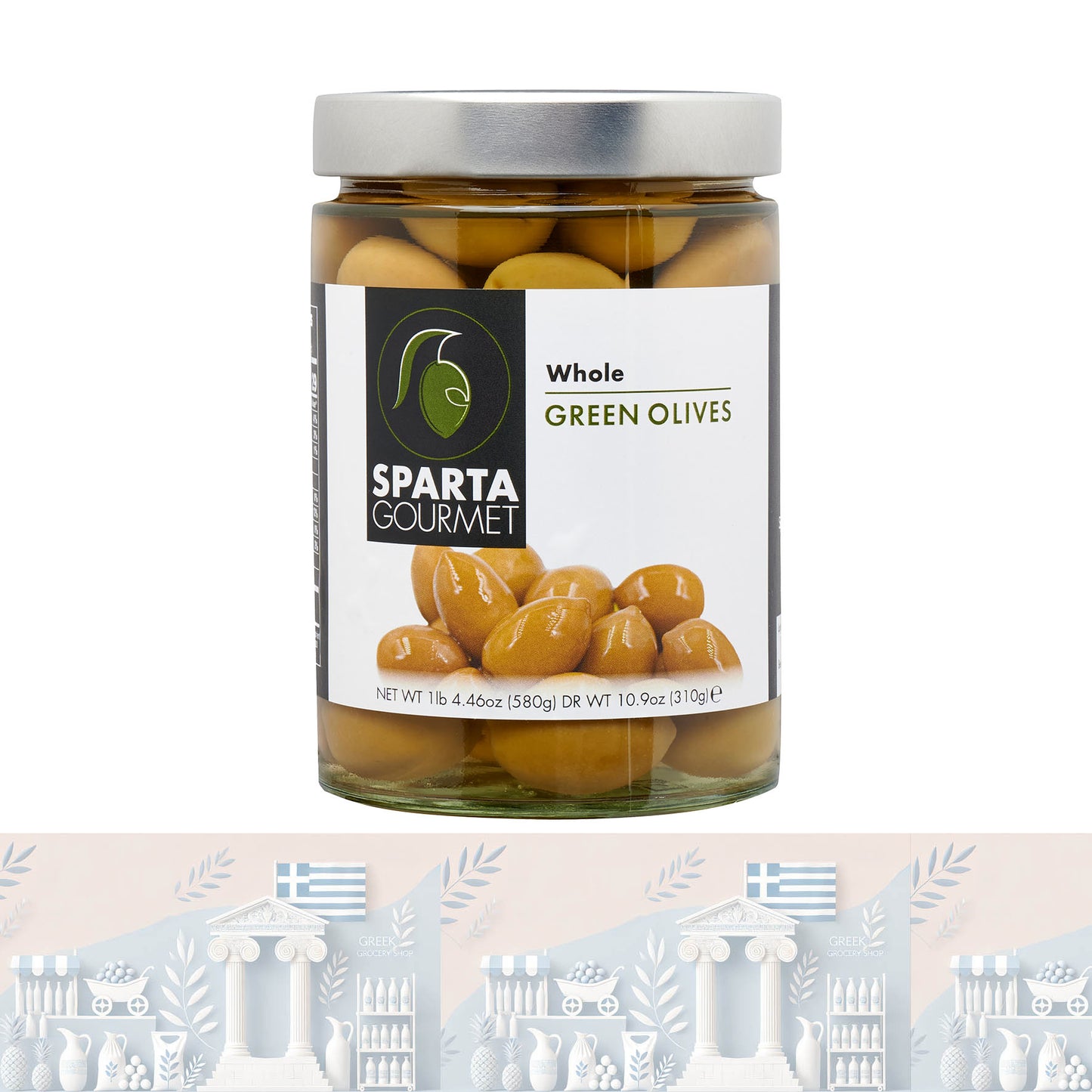Griechische Olive - Ganze grüne Oliven 580,0gr "Sparta Gourmet"