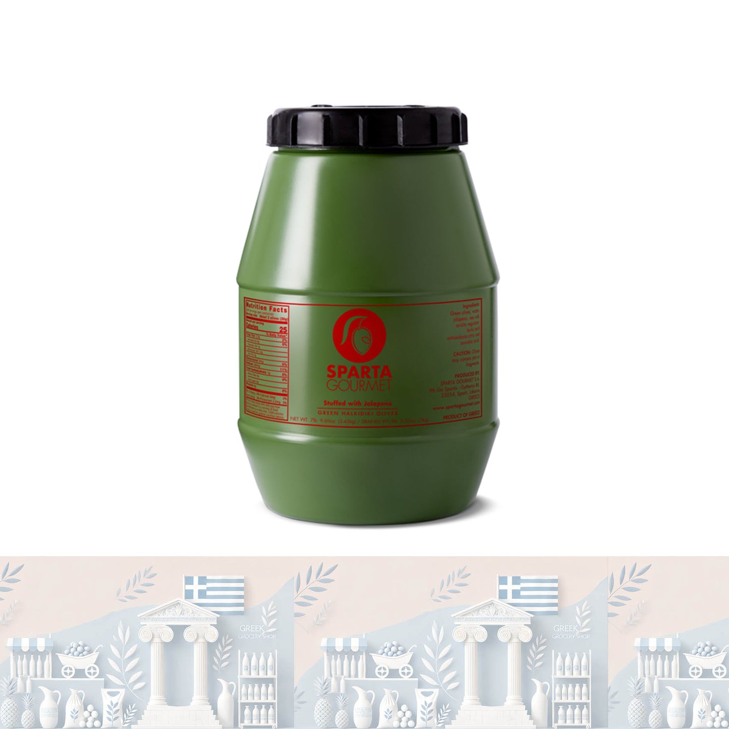 Sparta Gourmet Grüne Oliven, gefüllt mit Jalapeño 🌶️ | Pikant & Aromatisch (2 kg)