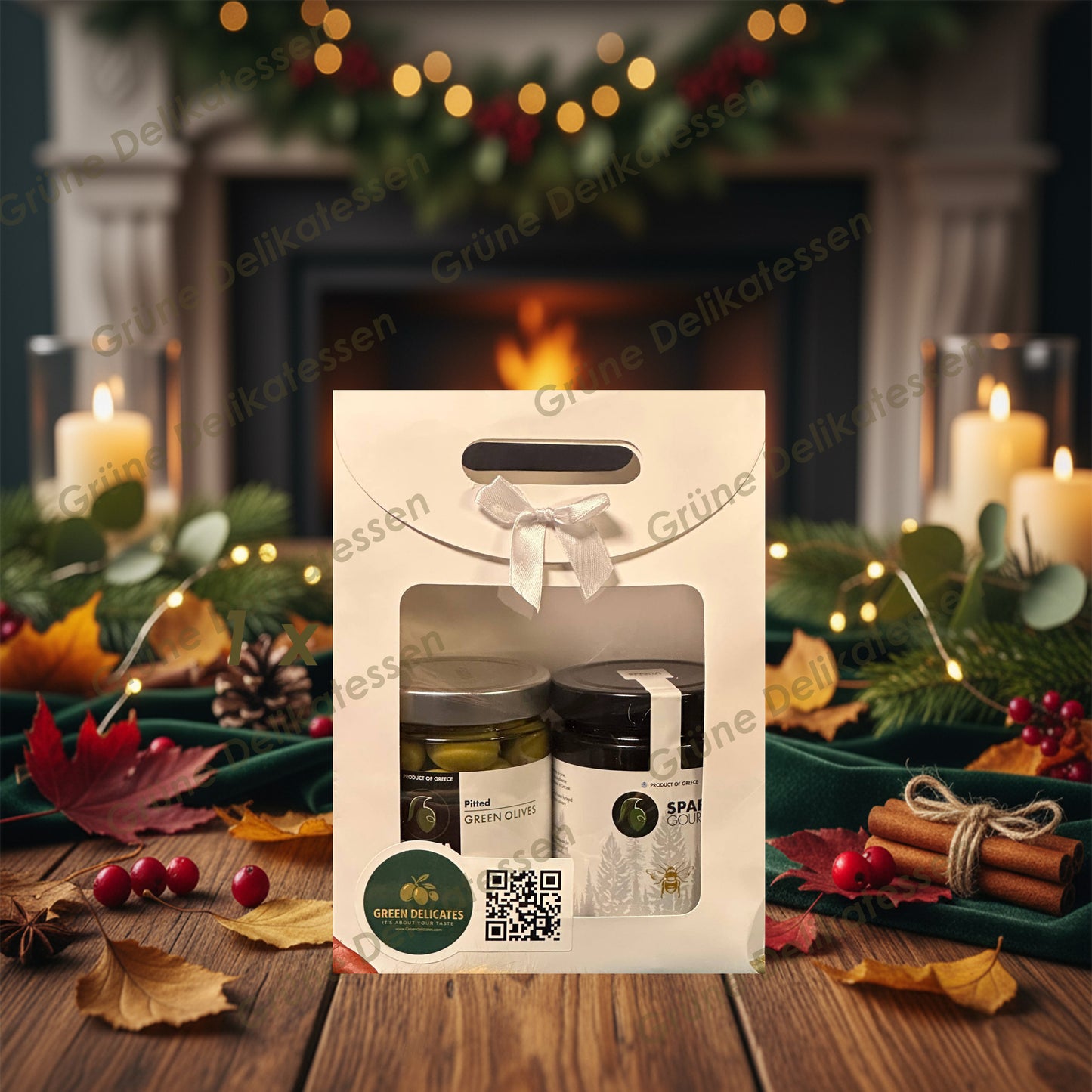 Grüne Delikatessen – Greek Nature Harmony Geschenkbox | Griechische Oliven & Premium Waldhonig aus Sparta