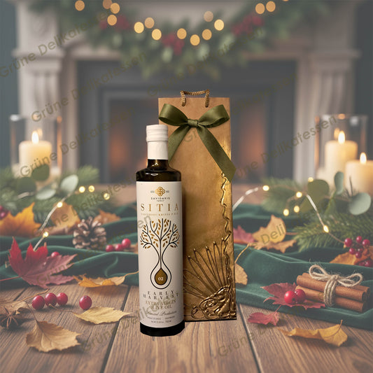 Grüne Delikatessen-Geschenkbox „Sitia“ – Premium Natives Olivenöl Extra aus Kreta 🌿💛