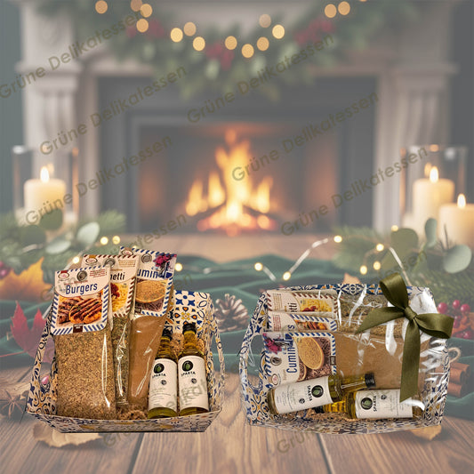 Grüne Delikatessen-Geschenkbox „Aromen der Sonne“ – Mediterrane Gewürze & Bio Olivenöl 🌿✨