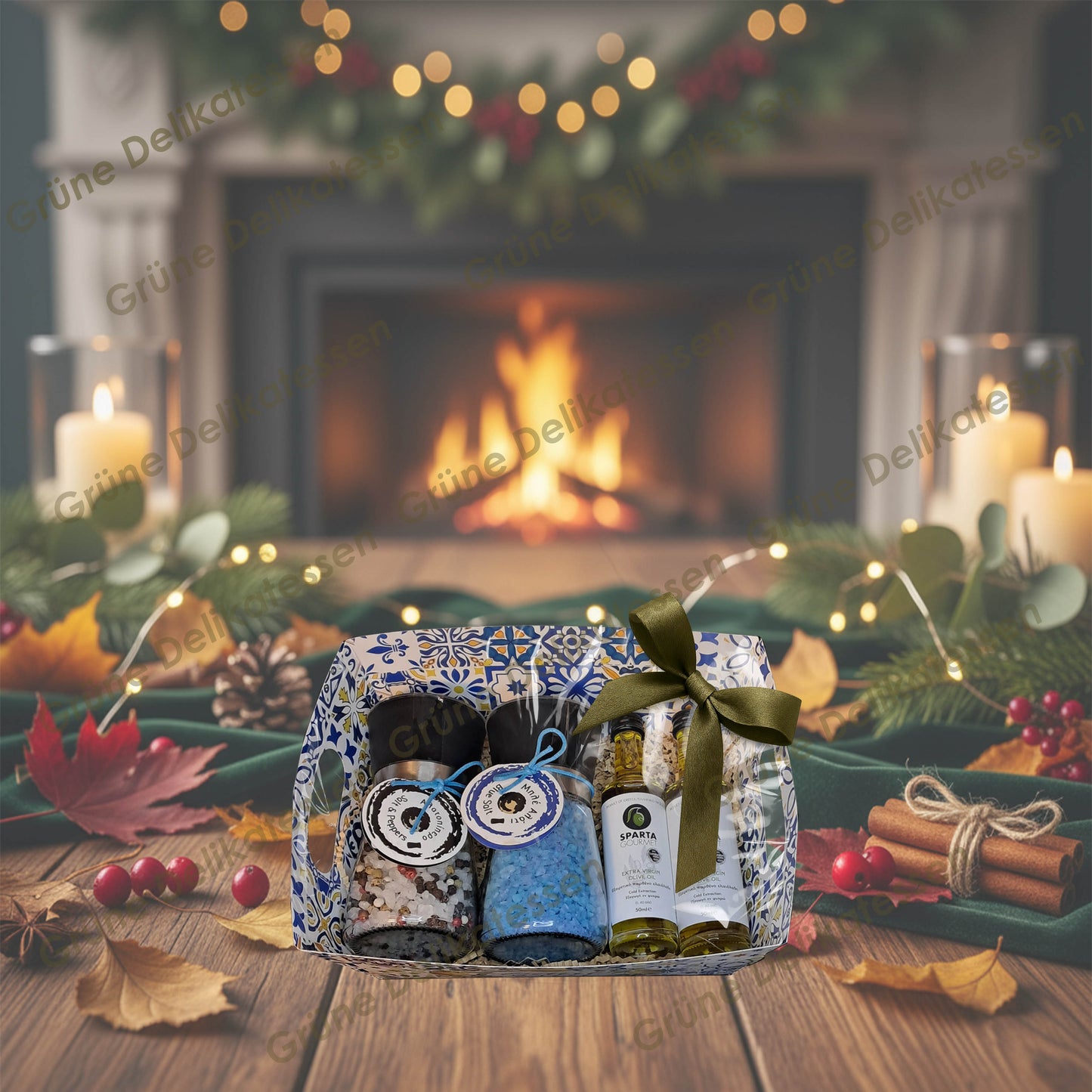 Grüne Delikatessen – Mediterranean Essence Geschenkbox | Edle Salze & Sparta Gourmet Olivenöle
