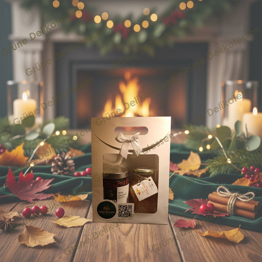 Grüne Delikatessen Geschenkpaket – Premium Griechischer Honig & Sparta Gourmet Kalamata Oliven 🌿