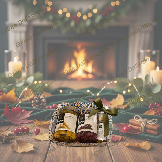 🎁 Grüne Delikatessen Geschenkbox – Sparta Gourmet Oliven & Premium Olivenöl 🌿