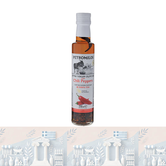 PETROMILOS: 100% Natur Natives Olivenöl Extra mit Chilischoten (250ml) – Pikant & Griechisch