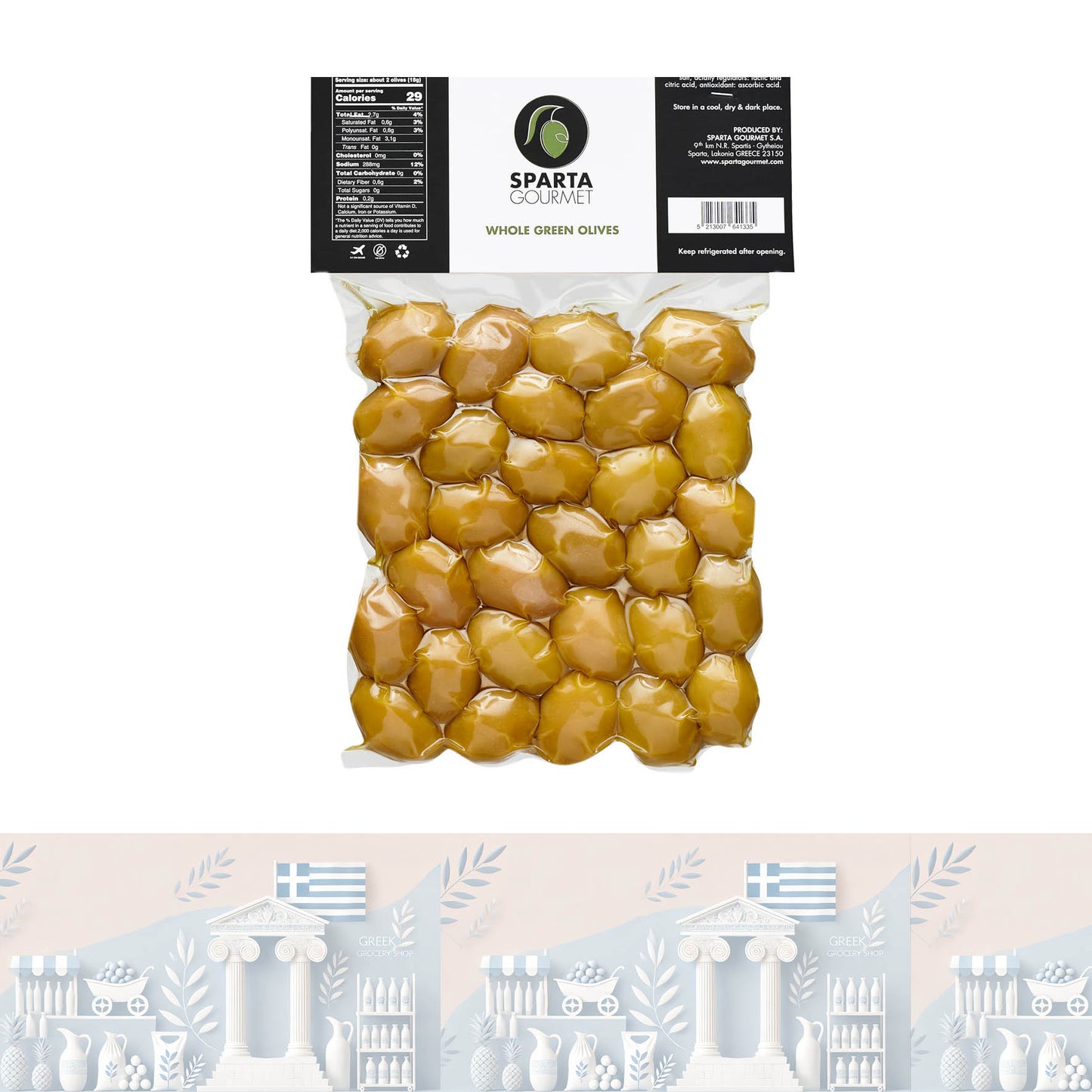 Griechische Olive - Chalkidikis Ganze grüne Oliven 250,0gr Sparta Gourmet"